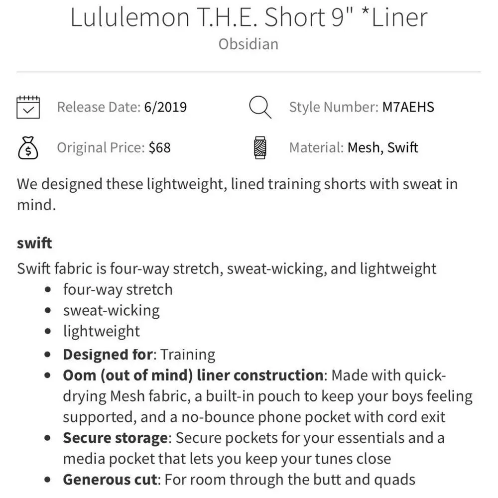 Lululemon T.H.E. Short Liner 9